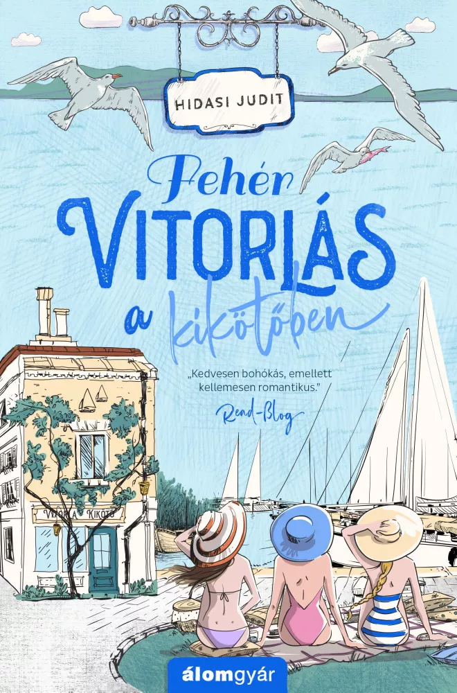 Fehér vitorlás a kikötőben borító