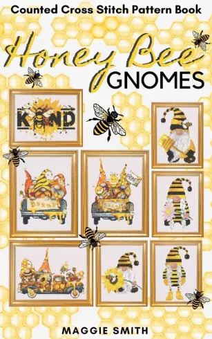 Honey Bee Gnomes Counted Cross Stitch Pattern Book borító