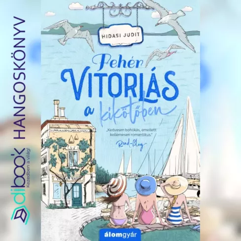 Fehér vitorlás a kikötőben borító