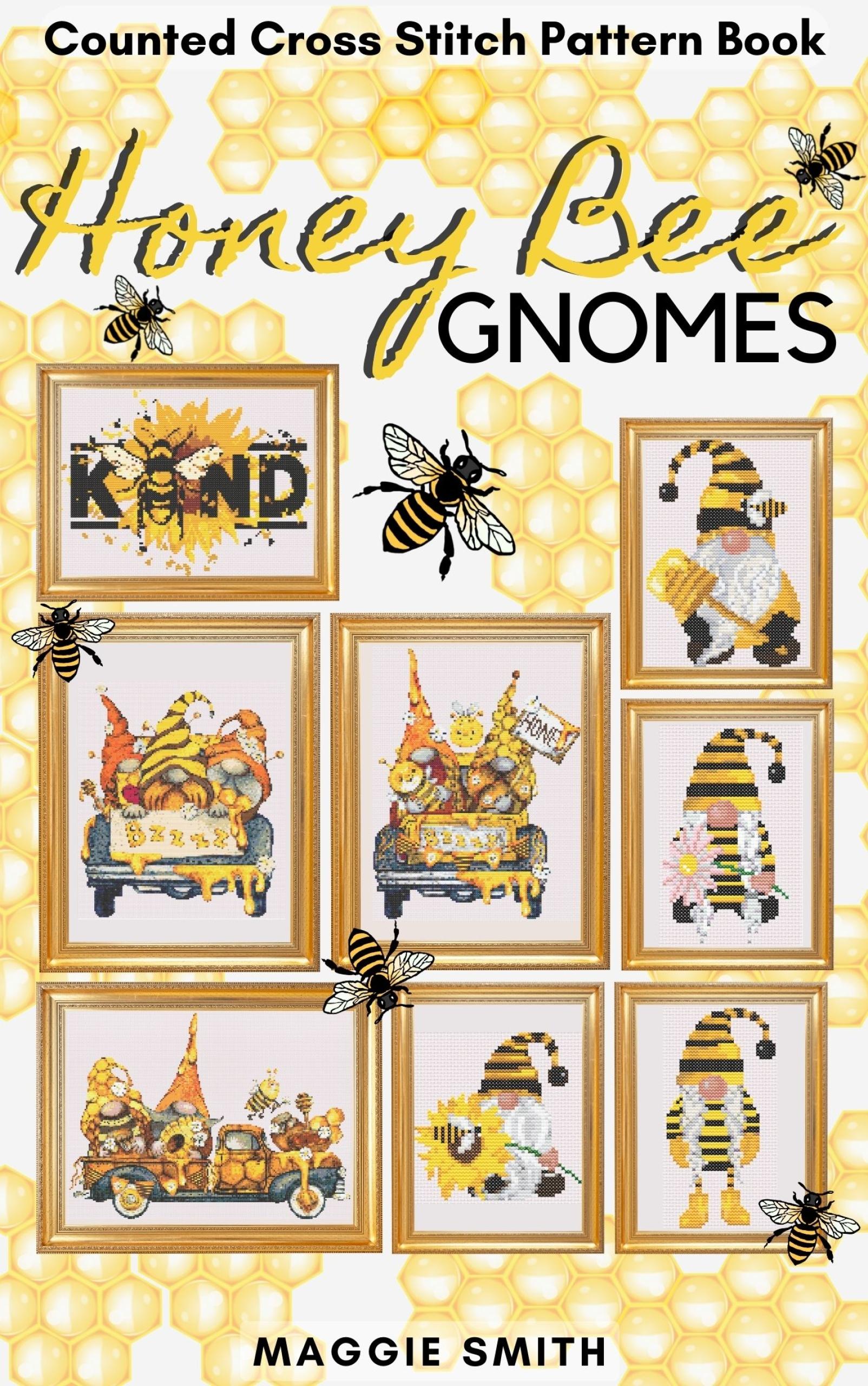 Honey Bee Gnomes Counted Cross Stitch Pattern Book